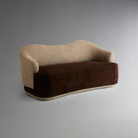 SINEWAVE Sofa - Clay Wool Boucle & Chocolate Suede