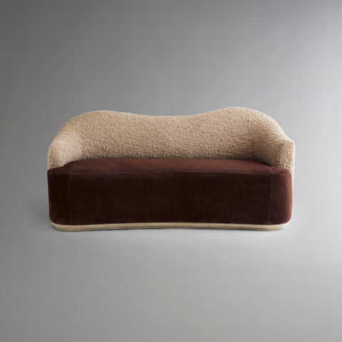 SINEWAVE Sofa - Clay Wool Boucle & Chocolate Suede